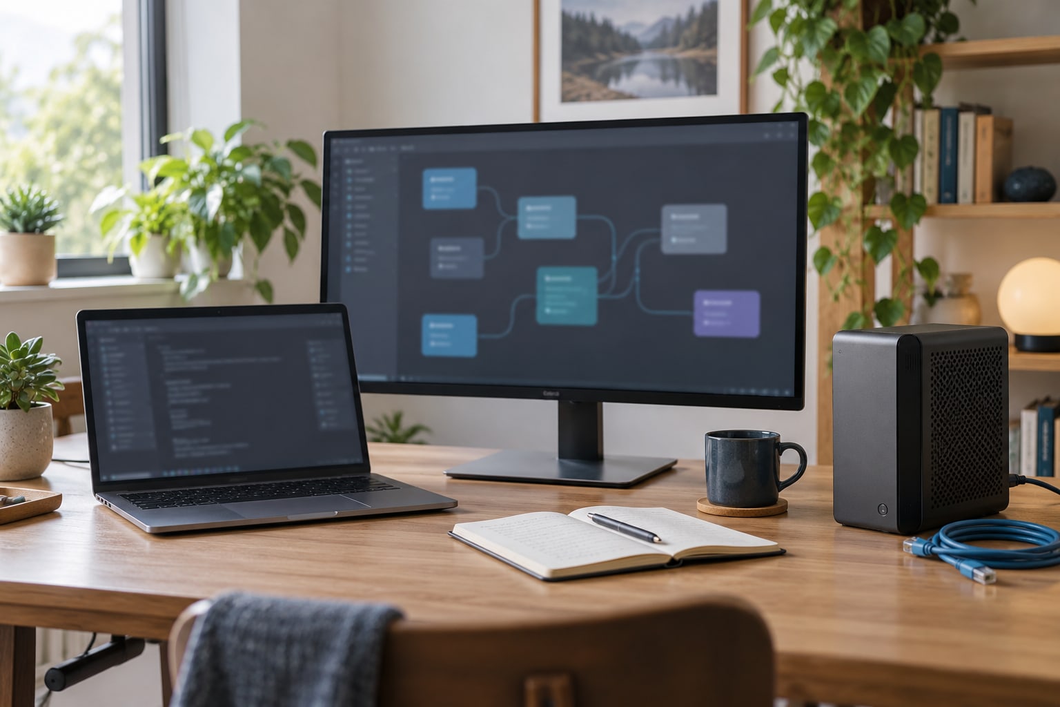 Local computing workstation with an automation diagram