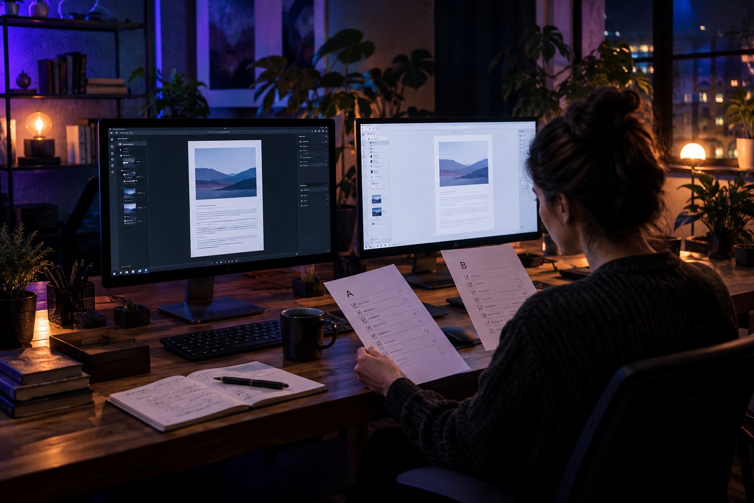 Two workstations compared using a checklist.
